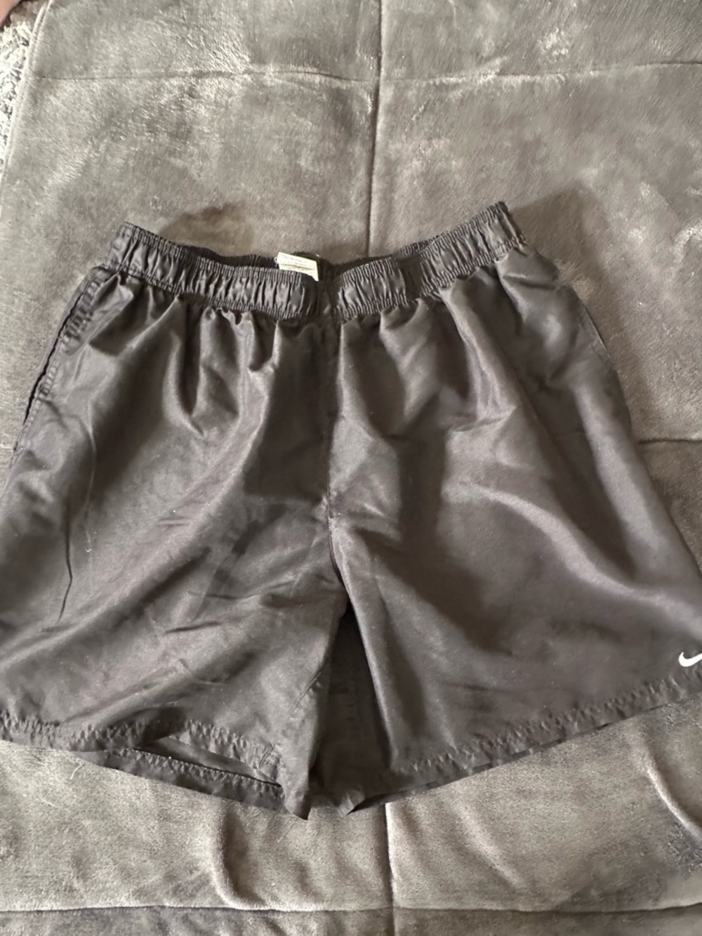 Nike Men’s Black Athletic Training Shorts with White Swoosh